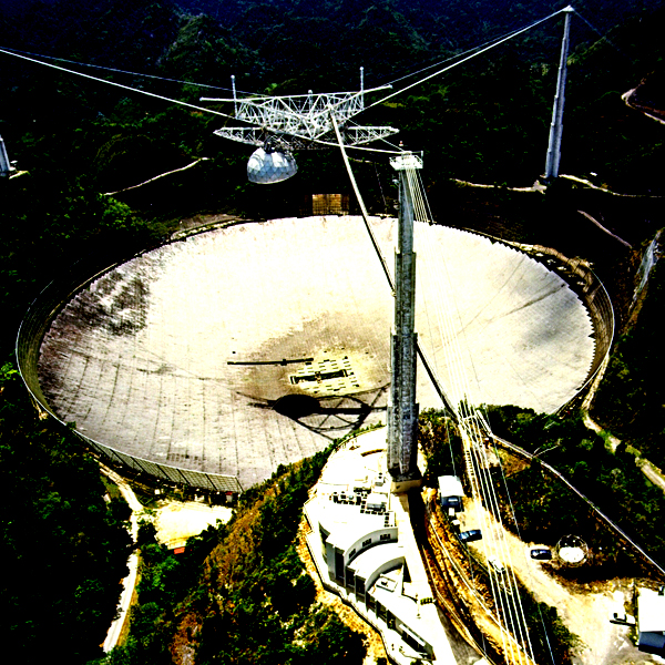 The giant radio telescope at the Arecibo Observatory