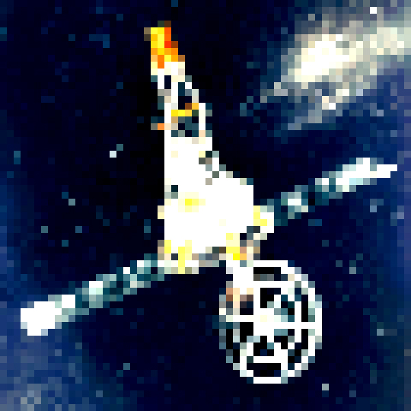 Mariner 2 probe, pixelated and upside down
