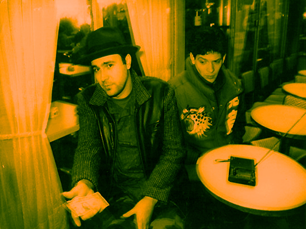 Material lounging in a café